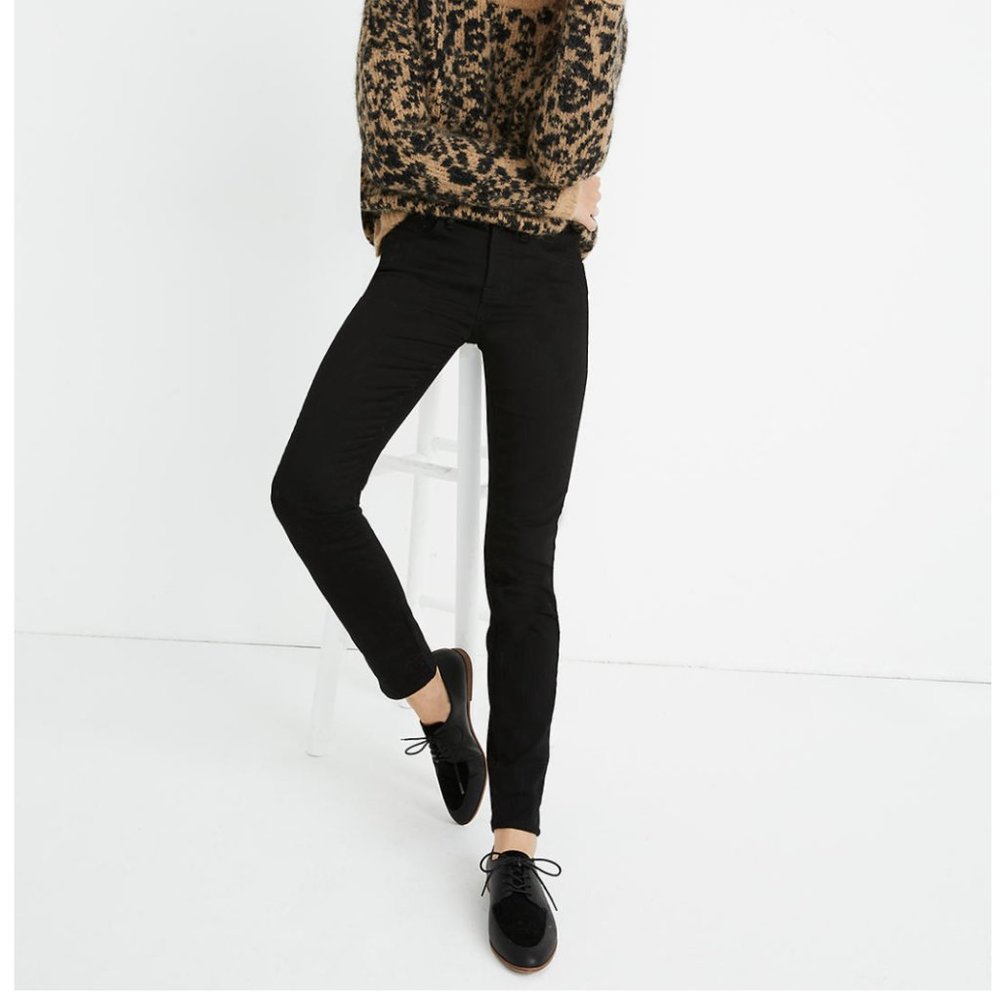 Madewell Velvet Tuxedo Stripe 9” Mid-Rise Skinny Jeans